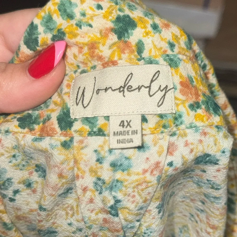Wonderly Floral Button Down Shirt - Yellow and Green - Picture 2 of 7